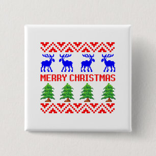 Macaron Carré 5 Cm Merry Christmas Ugly Sweater