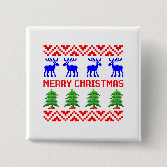 Macaron Carré 5 Cm Merry Christmas Ugly Sweater (Devant)