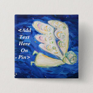 Macaron Carré 5 Cm Message du bouton personnalisé Angel et bébé du