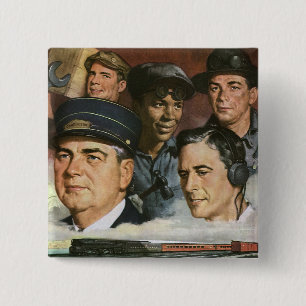 Macaron Carré 5 Cm Métiers commerciaux, patriotisme patriotique vinta