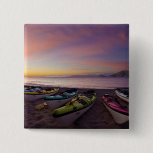 Macaron Carré 5 Cm Mexique, Baja, mer de Cortez. Kayaks de mer et