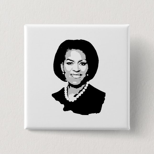 Macaron Carré 5 Cm Michelle Obama (Devant)