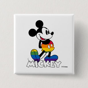 Macaron Carré 5 Cm Mickey Classique Rayures Arc-en-Ciel