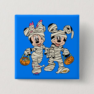 Macaron Carré 5 Cm Mickey et Minnie en momie Halloween