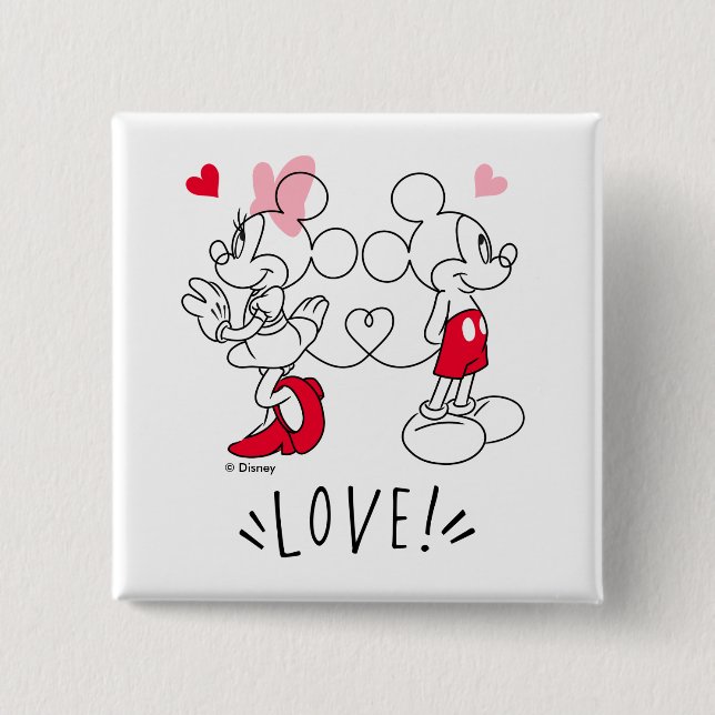 Macaron Carré 5 Cm Mickey et Minnie | Saint Valentin Amour (Devant)