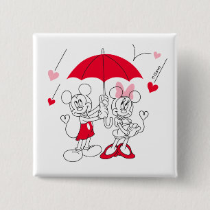 Macaron Carré 5 Cm Mickey et Minnie Saint-Valentin en plein coeur