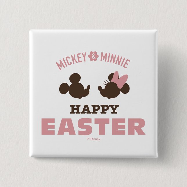 Macaron Carré 5 Cm Mickey & Minnie | Bonne Pâques (Devant)