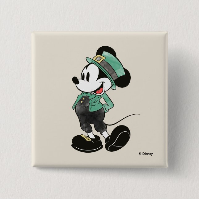 Macaron Carré 5 Cm Mickey Mouse | Fête de l'aquarelle St. Patrick (Devant)