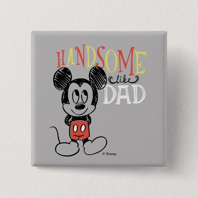 Macaron Carré 5 Cm Mickey Mouse | Handsom Like Papa (Devant)