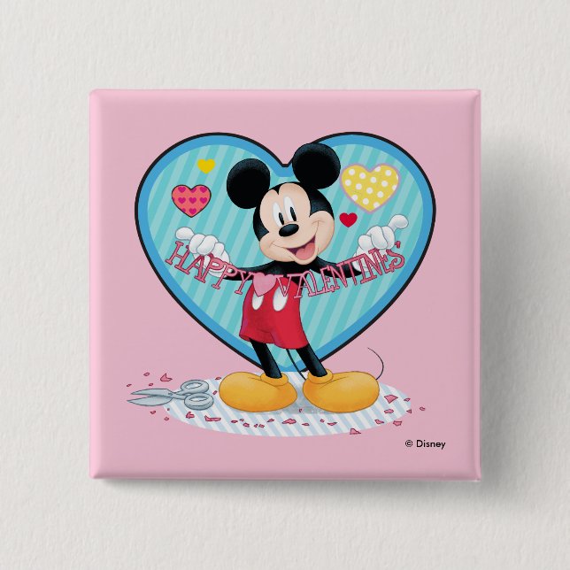 Macaron Carré 5 Cm Mickey Mouse | Joyeuse Saint-Valentin (Devant)