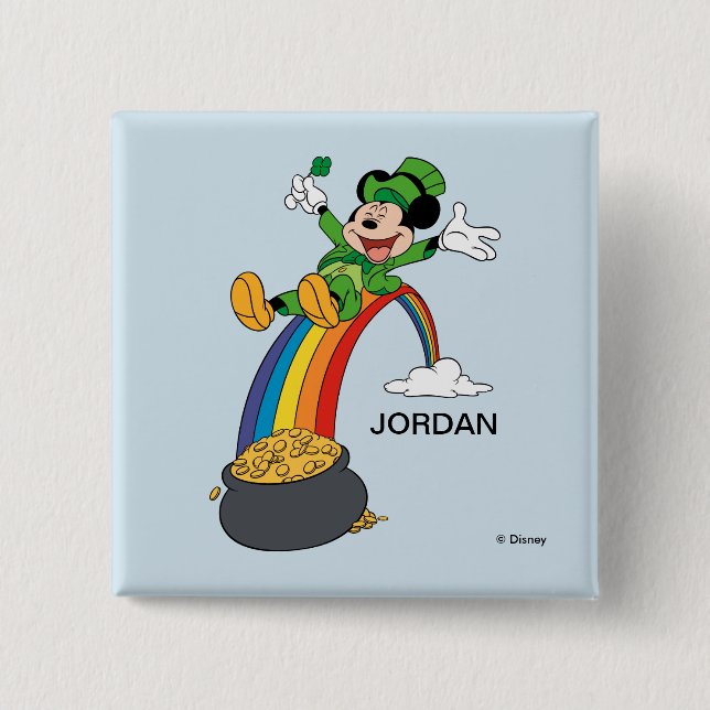 Macaron Carré 5 Cm Mickey Mouse | St. Patrick's Day - Pot of Gold (Devant)