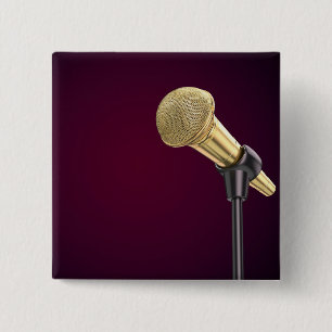 Macaron Carré 5 Cm Microphone audio d'or