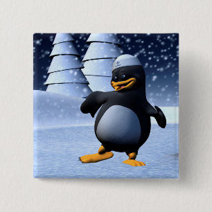 Macaron Carré 5 Cm Mignon pingouin marin d'hiver Art de vacances enne