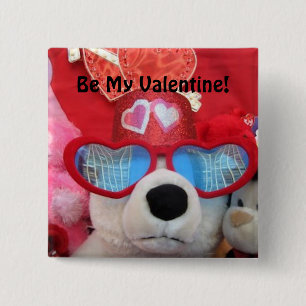 Macaron Carré 5 Cm Mignon soyez mon bouton de Valentine