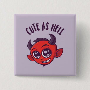 Macaron Carré 5 Cm Mignonne comme diable en enfer avec un texte foncé