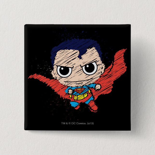 Macaron Carré 5 Cm Mini-Superman Sketch (Devant)