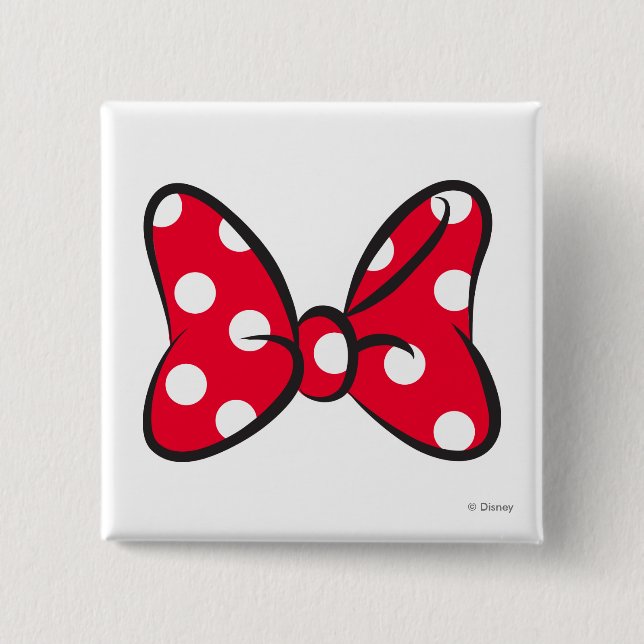 Macaron Carré 5 Cm Minnie branchée | Pot rouge (Devant)