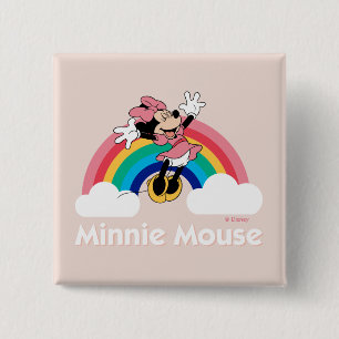 Macaron Carré 5 Cm Minnie Mouse   Arc-en-ciel & Nuages
