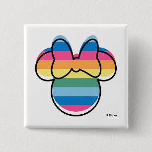 Macaron Carré 5 Cm Minnie Mouse   Icône Arc-en-ciel