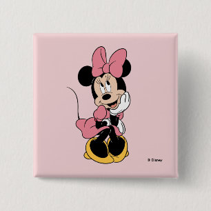 Macaron Carré 5 Cm Minnie Mouse   Posant en rose
