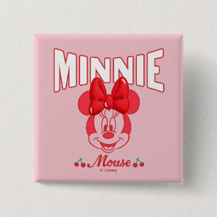 Macaron Carré 5 Cm Minnie Mouse Retro Sourire Cerise