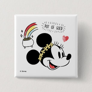 Macaron Carré 5 Cm Minnie Mouse Saint-Patrick - Pot d'or