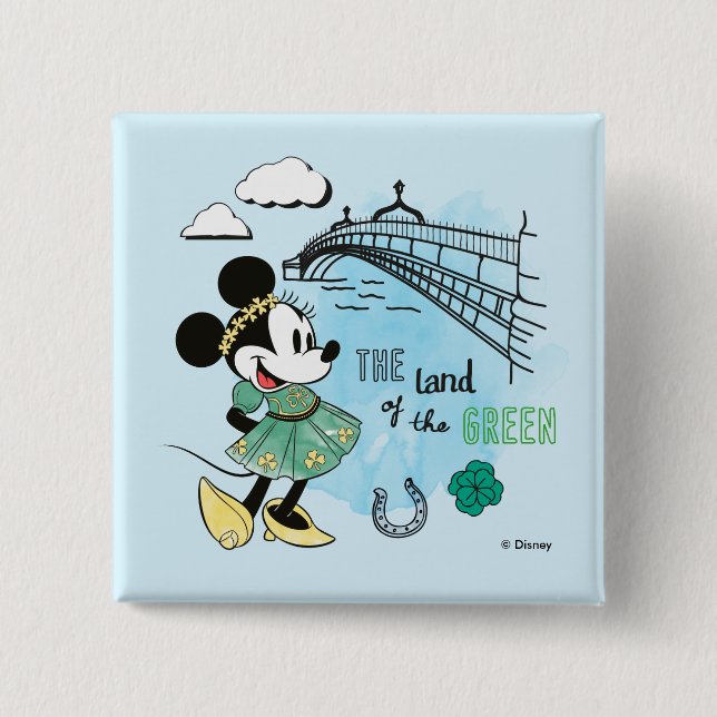 Macaron Carré 5 Cm Minnie Mouse | Saint Patrick's Day - Pays du Gre (Devant)