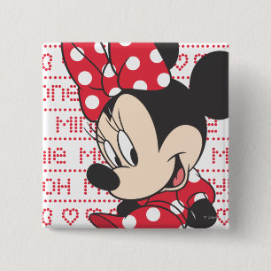 Macaron Carré 5 Cm Minnie Rouge Mignonne