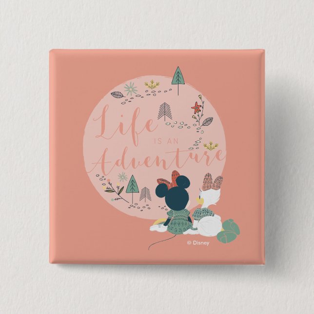 Macaron Carré 5 Cm Minnie Souris & Daisy Duck | La vie est une aventu (Devant)