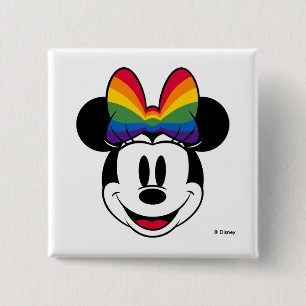 Macaron Carré 5 Cm Minnie Souris Portant Rainbow Bow