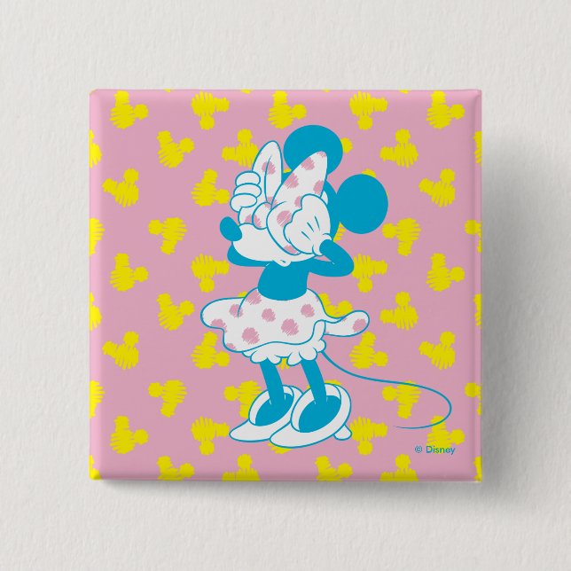Macaron Carré 5 Cm Minnie tendance | Cache-cache (Devant)
