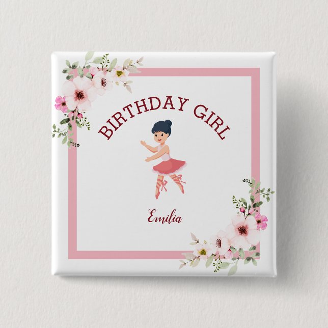 Macaron Carré 5 Cm Minuscule danseur|Ballet Floral Rose (Devant)