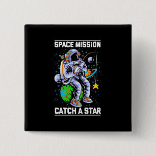 Macaron Carré 5 Cm Mission spatiale astronaute Attraper une étoile