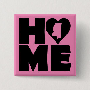 Macaron Carré 5 Cm Mississippi Home Heart State Button Pin d'insigne
