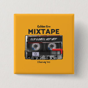 Macaron Carré 5 Cm Mixtape Ere d'Or 90's Vibes Old School Hip-Hop