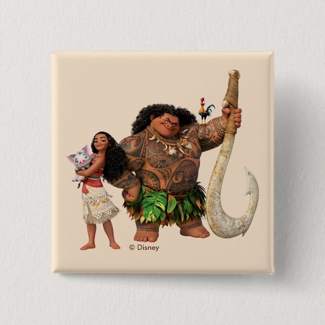 Macaron Carré 5 Cm Moana | L'Océan nous connecte (Devant)