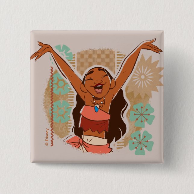 Macaron Carré 5 Cm Moana | Un Avec Les Vagues (Devant)