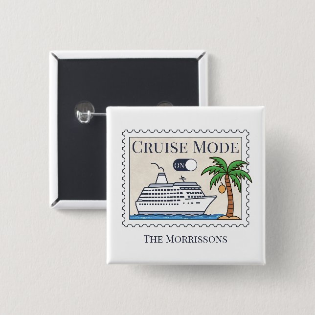 Macaron Carré 5 Cm Mode Croisière Sur Personnalisé (Devant & derrière)