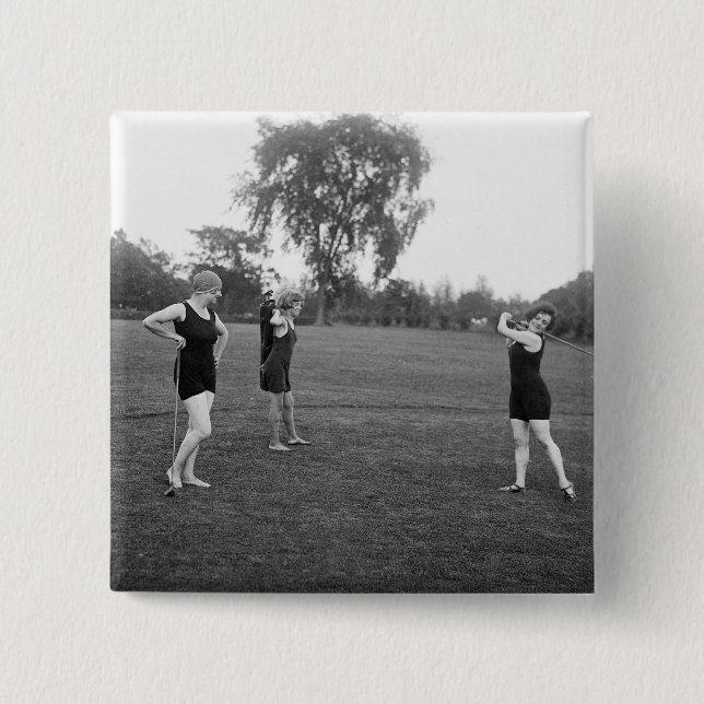 Macaron Carré 5 Cm Mode de golf des années 1920 des femmes (Devant)