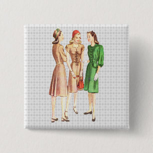 Macaron Carré 5 Cm Mode vintage V2 des années 1940