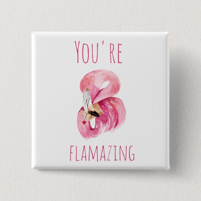 Macaron Carré 5 Cm Moderne Vous Flamazirez Beauté Flamant rose rose (Devant)