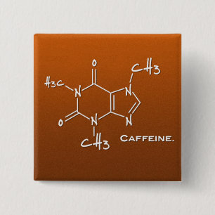 Macaron Carré 5 Cm Molécule de Caffiene (constitution chimique)