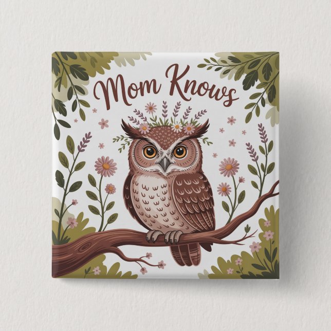 Macaron Carré 5 Cm Mom Knows (Devant)