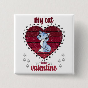 Macaron Carré 5 Cm Mon chat est ma Saint-Valentin Cadeau de la Sain