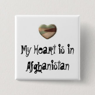 Macaron Carré 5 Cm Mon coeur est dans le bouton de l'Afghanistan