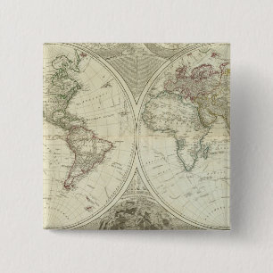 Macaron Carré 5 Cm Monde composite ou globe terrestre