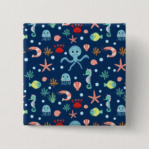 Macaron Carré 5 Cm Monde marin