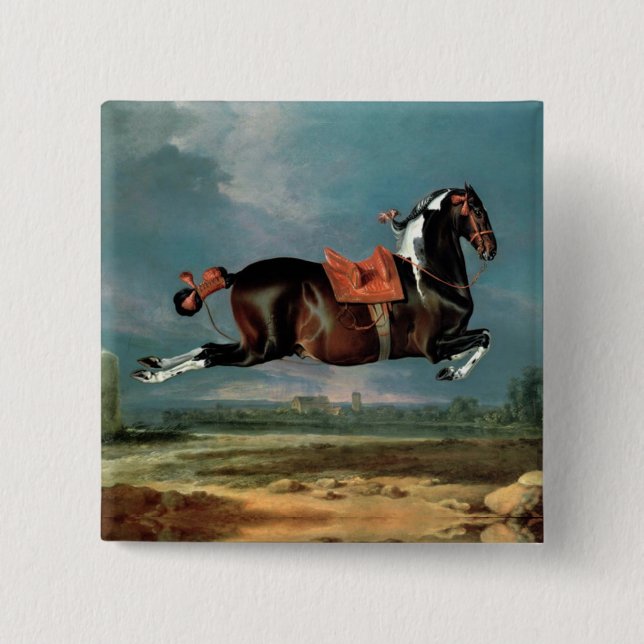 Macaron Carré 5 Cm Monogramme d'élevage du Cheval Piebald "Cehero" (Devant)