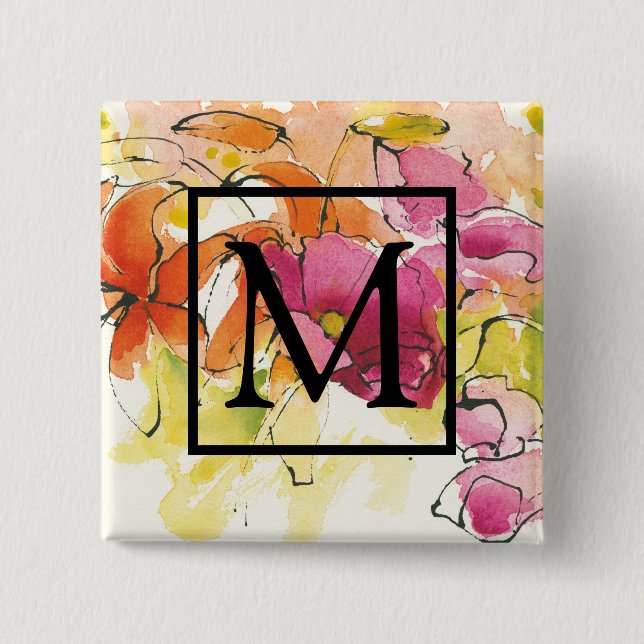 Macaron Carré 5 Cm Monogramme | mi-juillet (Devant)