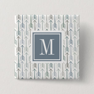 Macaron Carré 5 Cm Monogramme   Motif de flèches d'aquarelle